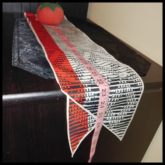 Vintage Cream, Red, and Black Scarf - Picture 3 of 5